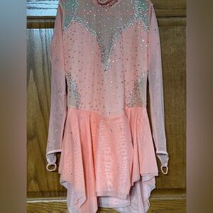 Coral figure skating dress